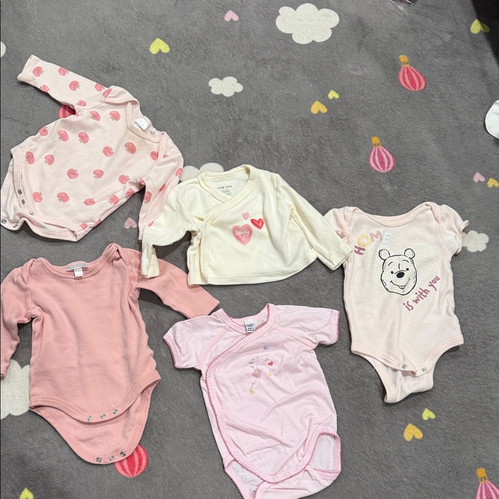 Petit Bateau Pink and Cream Bodysuit Collection